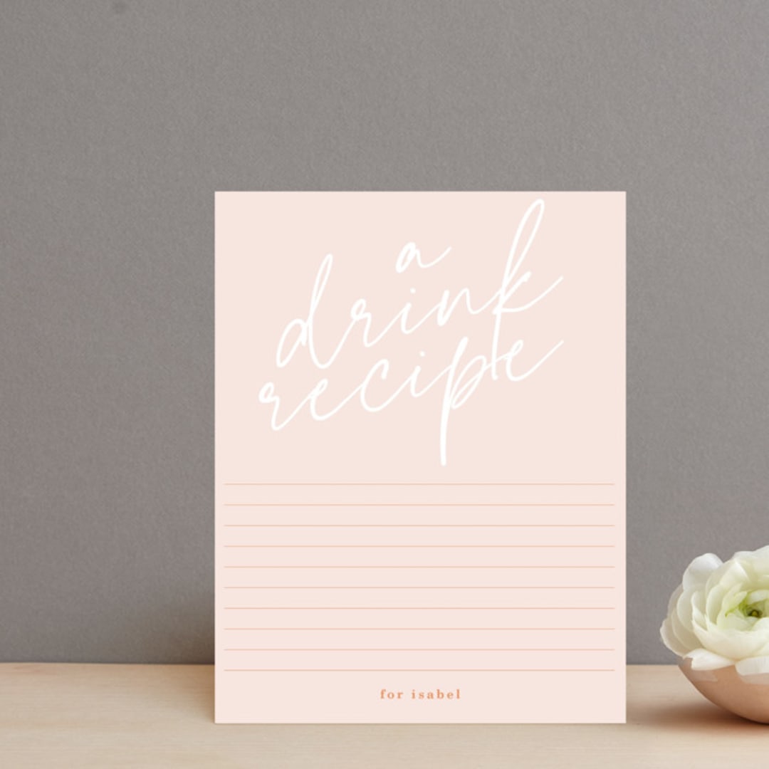 "Flower Cheers" - Bridal Shower Insert Cards in Blush by Baumbirdy - Front