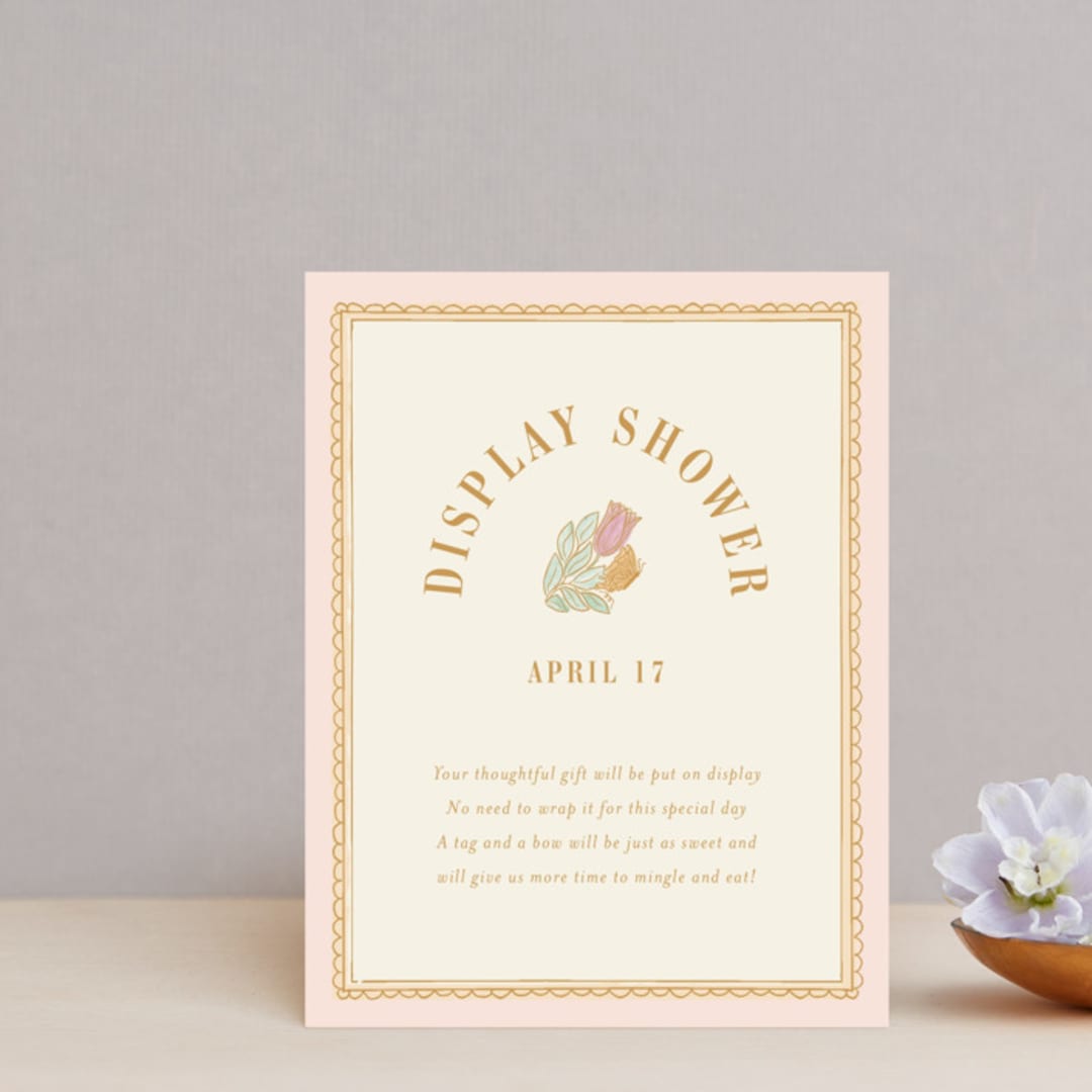 "Gilded Bridal Gown" - Bridal Shower Insert Cards in Romantic Rose by Simona Camp - Front