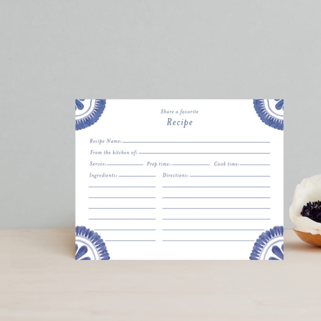 "Talavera" - Bridal Shower Insert Cards in Azure by Lagniappe Paper - Front