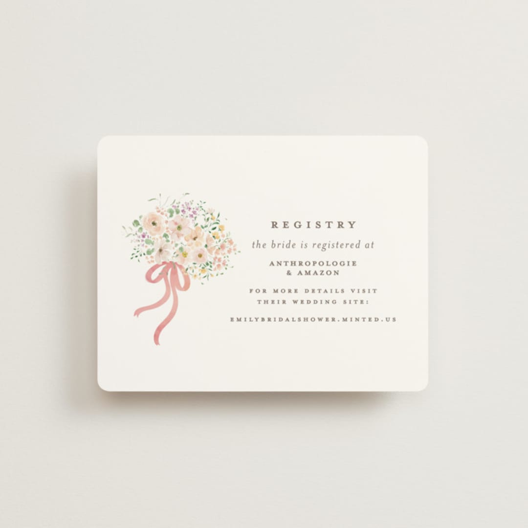 "Love is Blooming" - Bridal Shower Insert Cards in Carnation by Itsy Belle Studio - Front