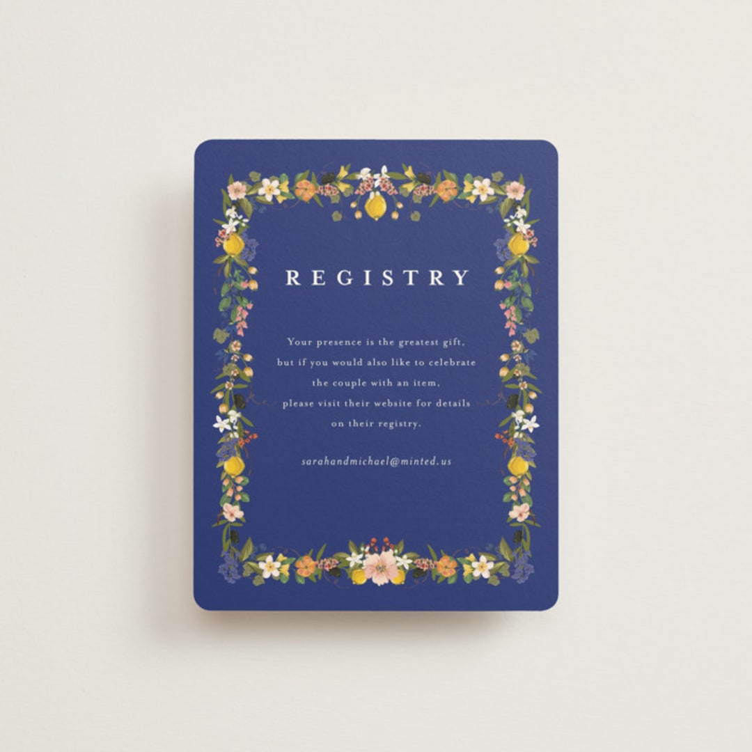 "Amore Floral" - Bridal Shower Insert Cards in Cerulean by Susan Moyal - Front