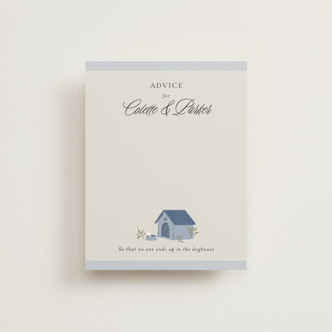 "Dog Crest" - Bridal Shower Insert Cards in Blueberry by Jackie Crawford - Front