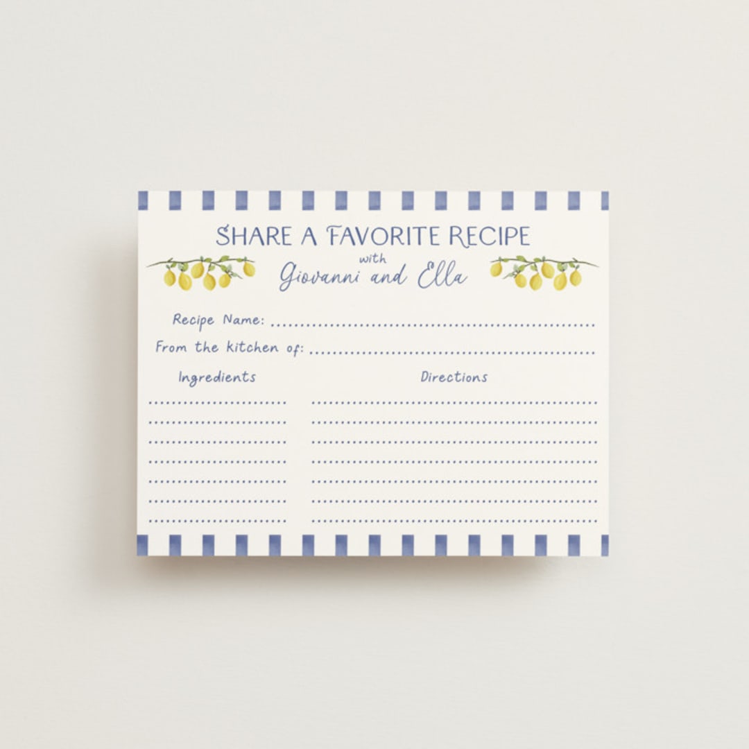 "Limoncello" - Bridal Shower Insert Cards in Capri by Tina Faselli - Front