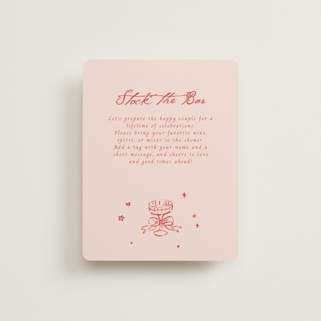"Cheers to Love" - Bridal Shower Insert Cards in Scarlet by Cass Loh - Front