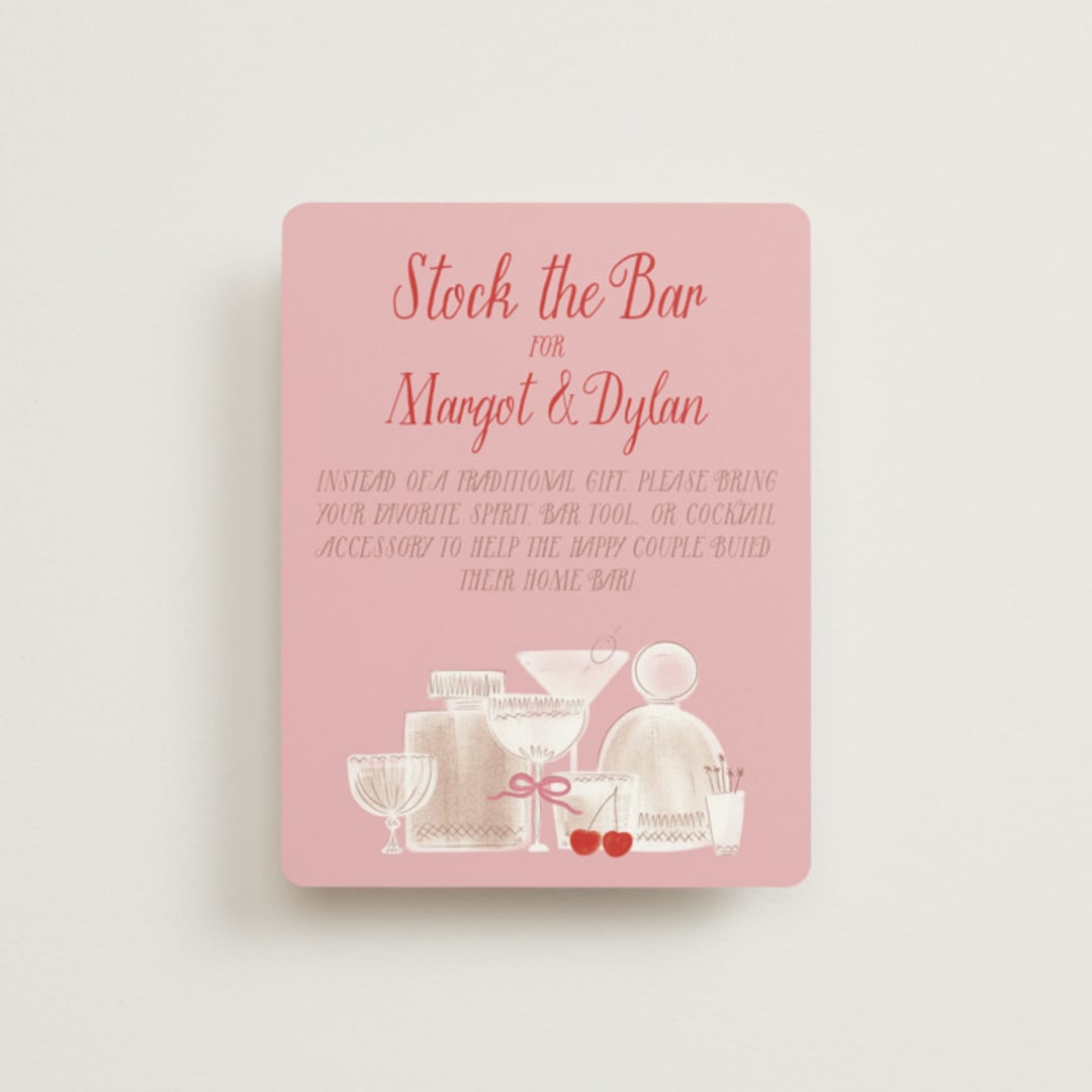"Mon Cheri" - Bridal Shower Insert Cards in Cherry Blossom by Jenna Holcomb - Front