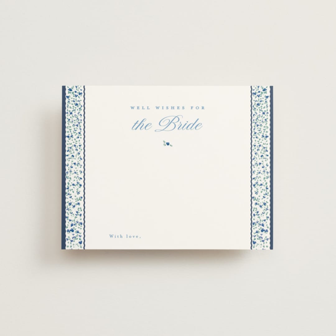 "Blue" - Bridal Shower Insert Cards in Cobalt by Gwen Bedat - Front
