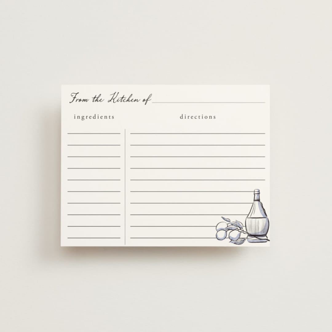 "Blue Chianti" - Bridal Shower Insert Cards in Powder Blue by Becky Nimoy - Front