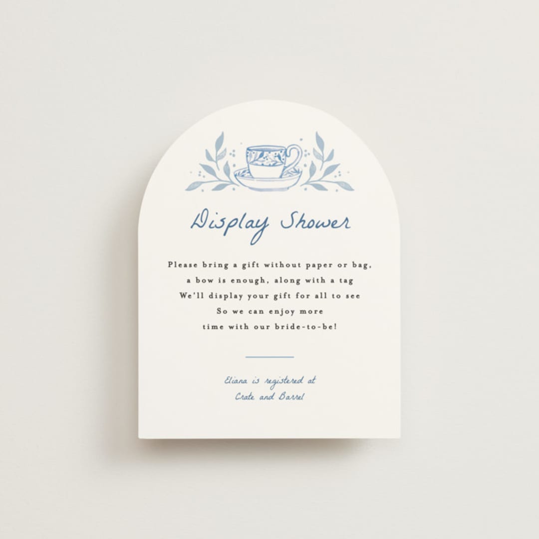 "Tea Cup Party" - Bridal Shower Insert Cards in Periwinkle by Alethea and Ruth - Front