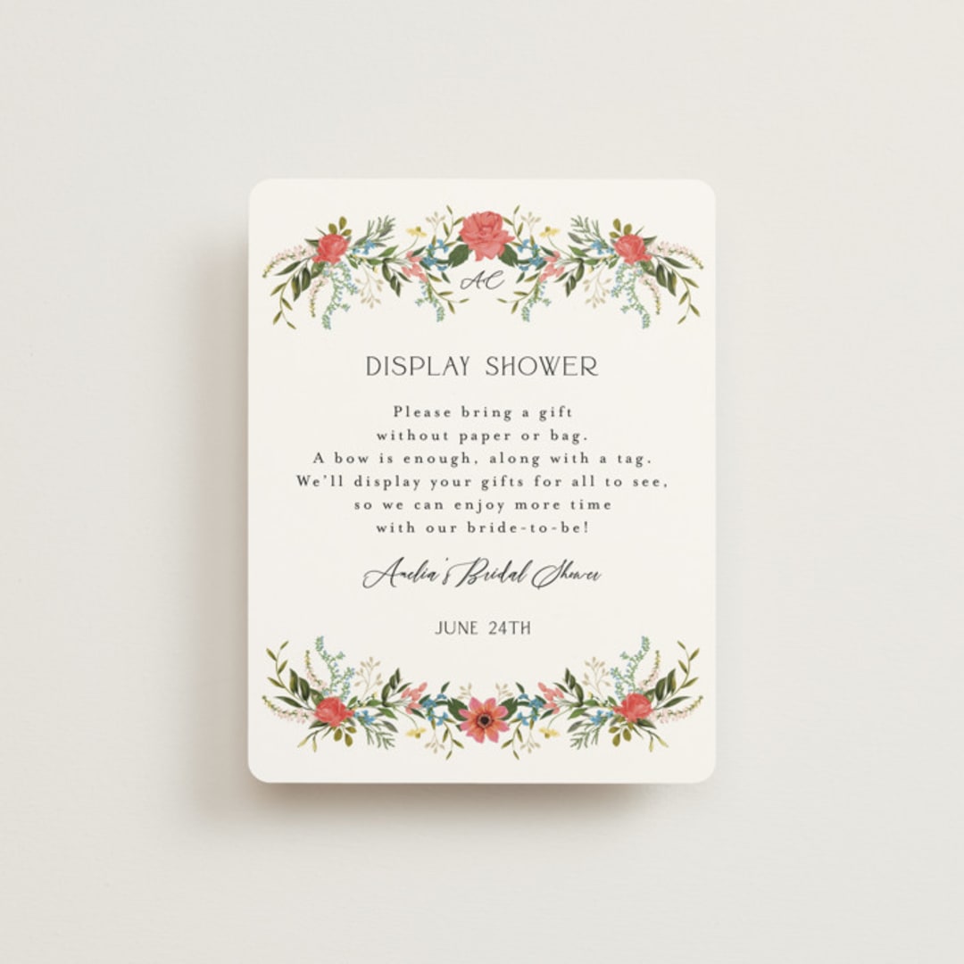 "Garden Vine" - Bridal Shower Insert Cards in Papaya by Susan Moyal - Front