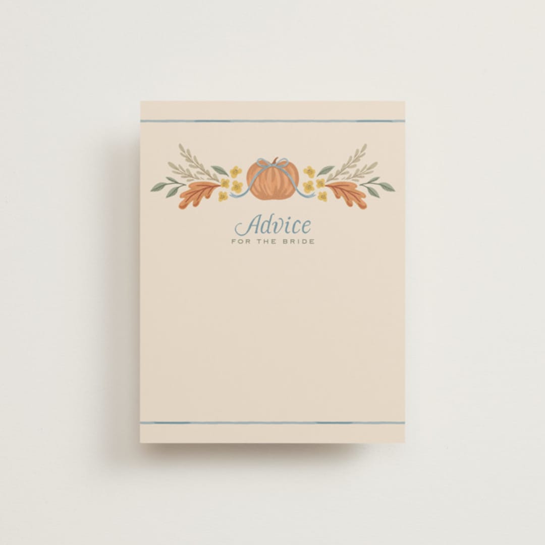 "Pumpkins + Bows" - Bridal Shower Insert Cards in Cornflower by Laura Hankins - Front