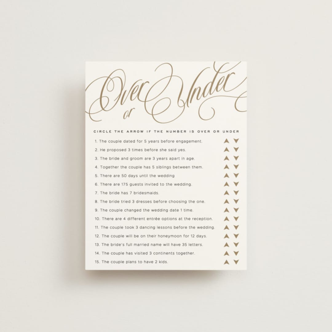 "Bridal Shower Script" - Bridal Shower Insert Cards in Snow by Stacy Maalouf - Front