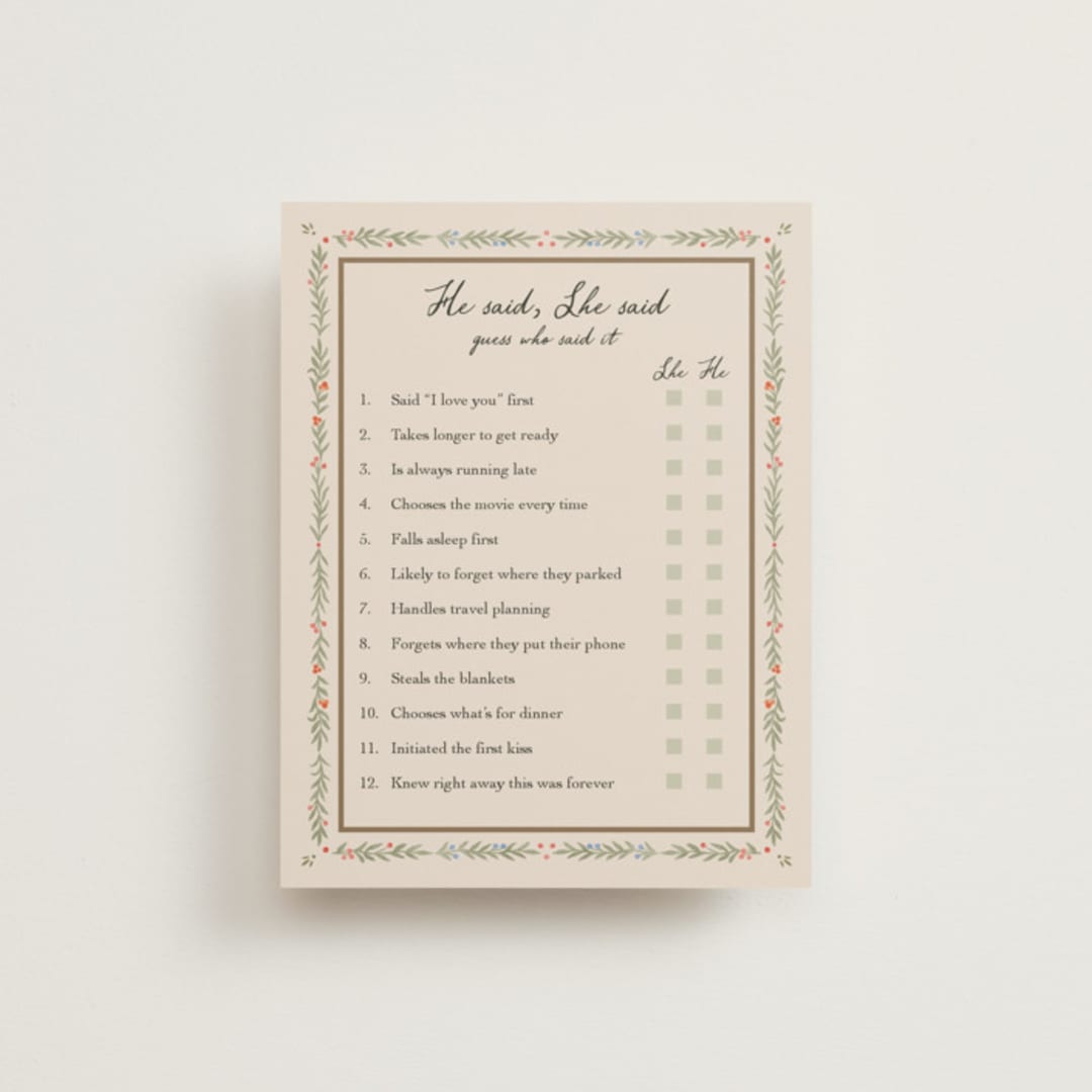 "Birdsong" - Bridal Shower Insert Cards in Garden by Elly - Front