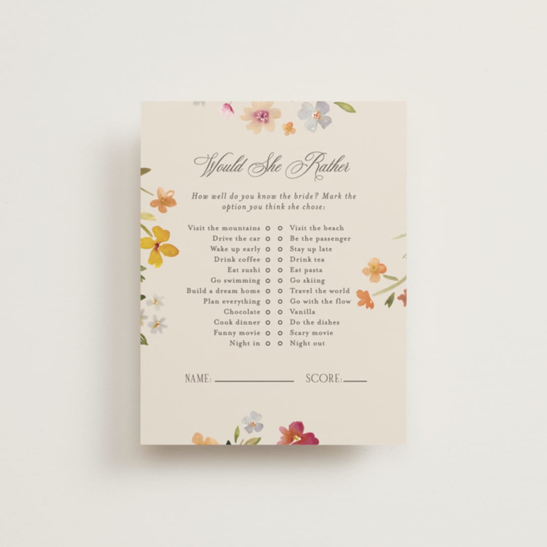 "Garden" - Bridal Shower Insert Cards in Wildflower by Nicole Walsh - Front