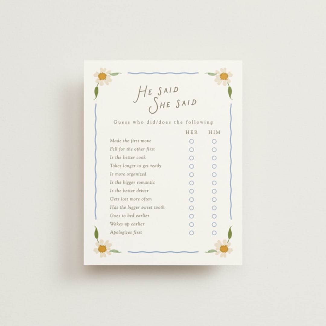 "Wildflower Wreath" - Bridal Shower Insert Cards in Something Blue by Erin L. Wilson - Front