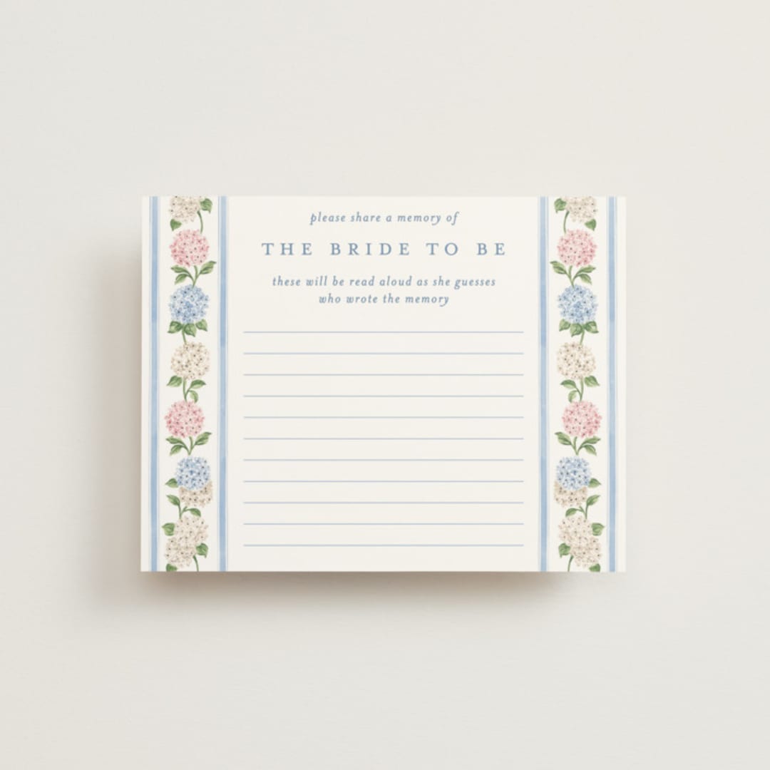 "Martha" - Bridal Shower Insert Cards in Cloud by Sarah Knight - Front