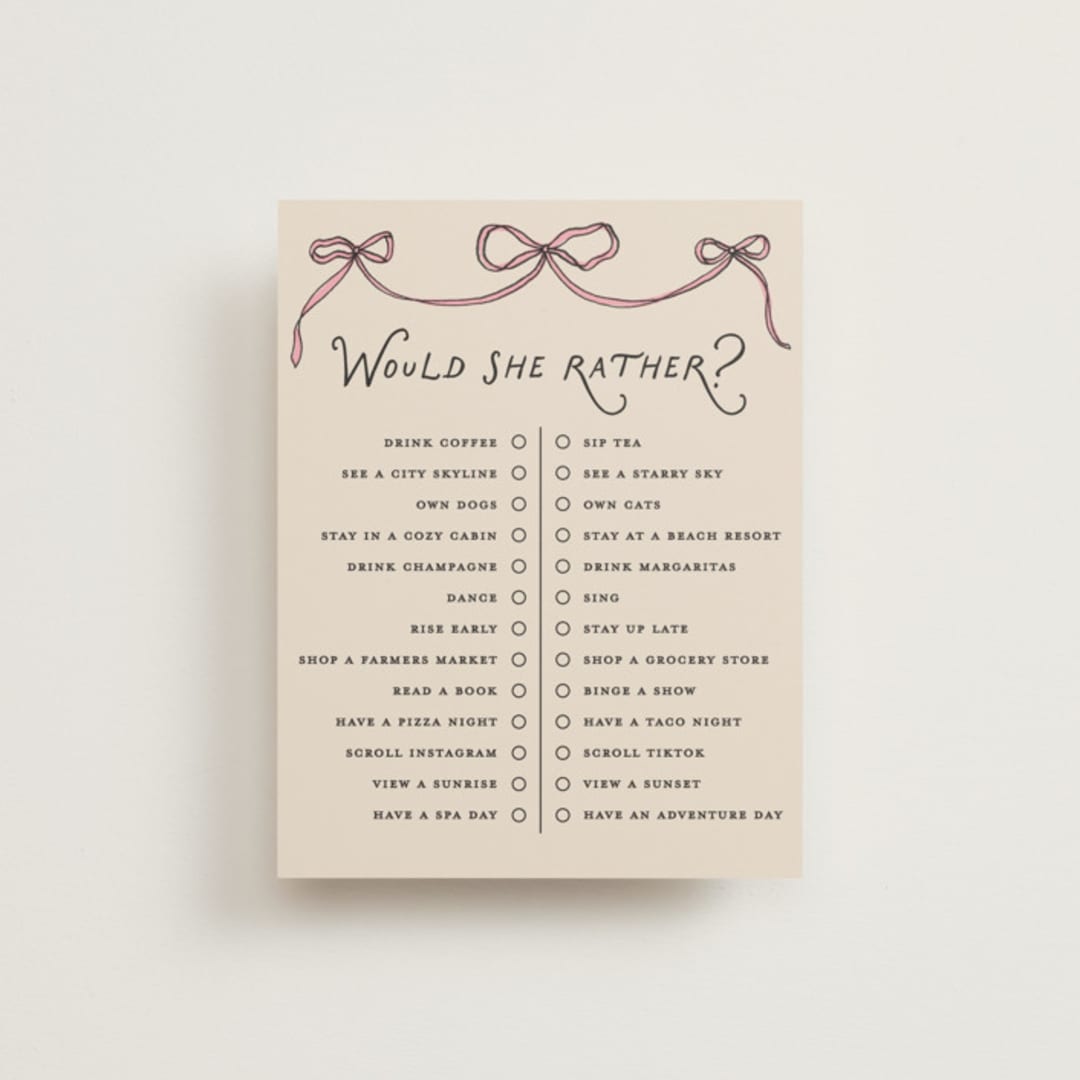 "Bubbly Brunch" - Bridal Shower Insert Cards in Rose by Pixel and Hank - Front