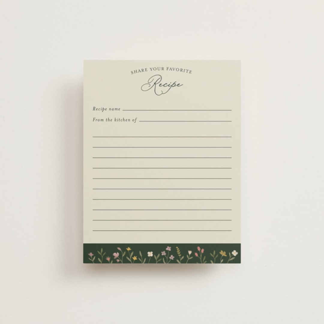 "Floral Greenery" - Bridal Shower Insert Cards in Juniper by Katherine Moynagh - Front