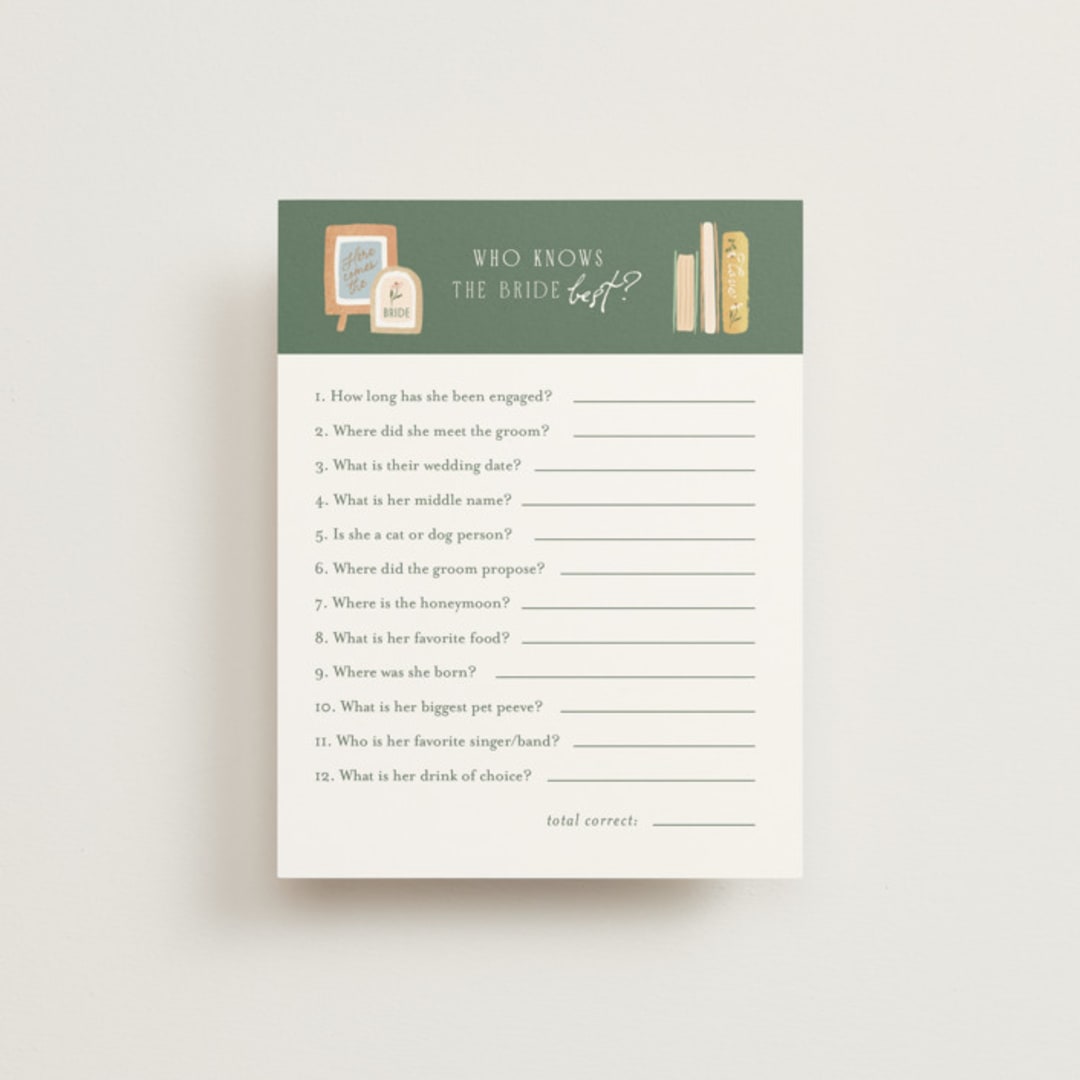 "The next chapter" - Bridal Shower Insert Cards in Forest by Jennifer Wick - Front