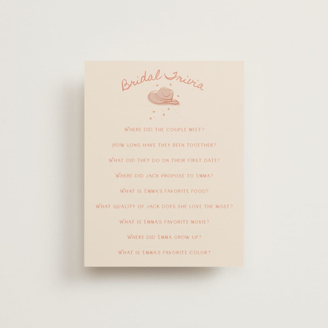 "Cocktails & Cowgirls" - Bridal Shower Insert Cards in Sand by frau brandt - Front