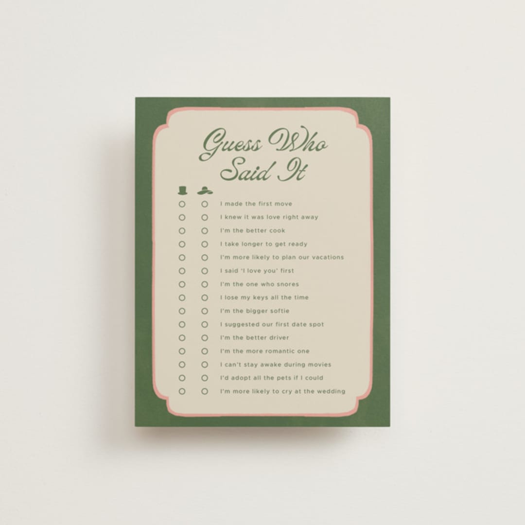 "Lets Croquet" - Bridal Shower Insert Cards in Verdant by Vera Lim - Front