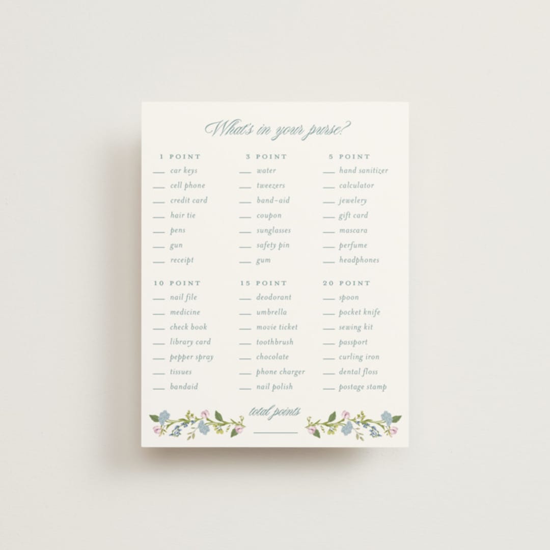 "Garden Tea" - Bridal Shower Insert Cards in Wedgewood by Susan Moyal - Front