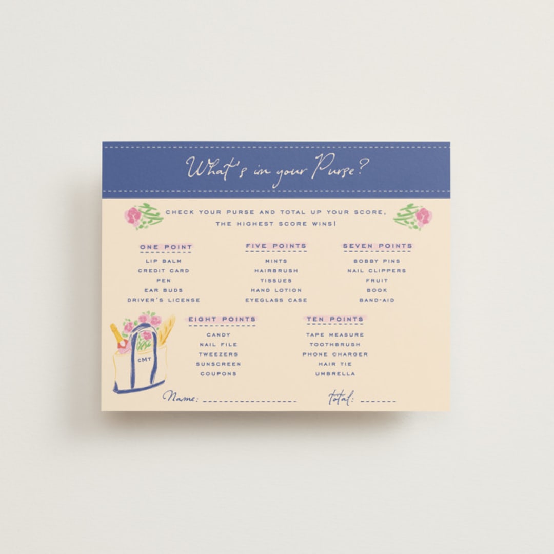 "Out East" - Bridal Shower Insert Cards in Cobalt by Sarah Rosenthal - Front