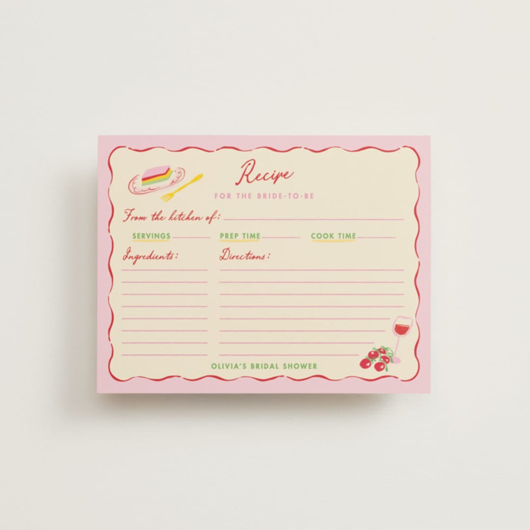 "Bella Vita" - Bridal Shower Insert Cards in Rossa by Sarah Rosenthal - Front