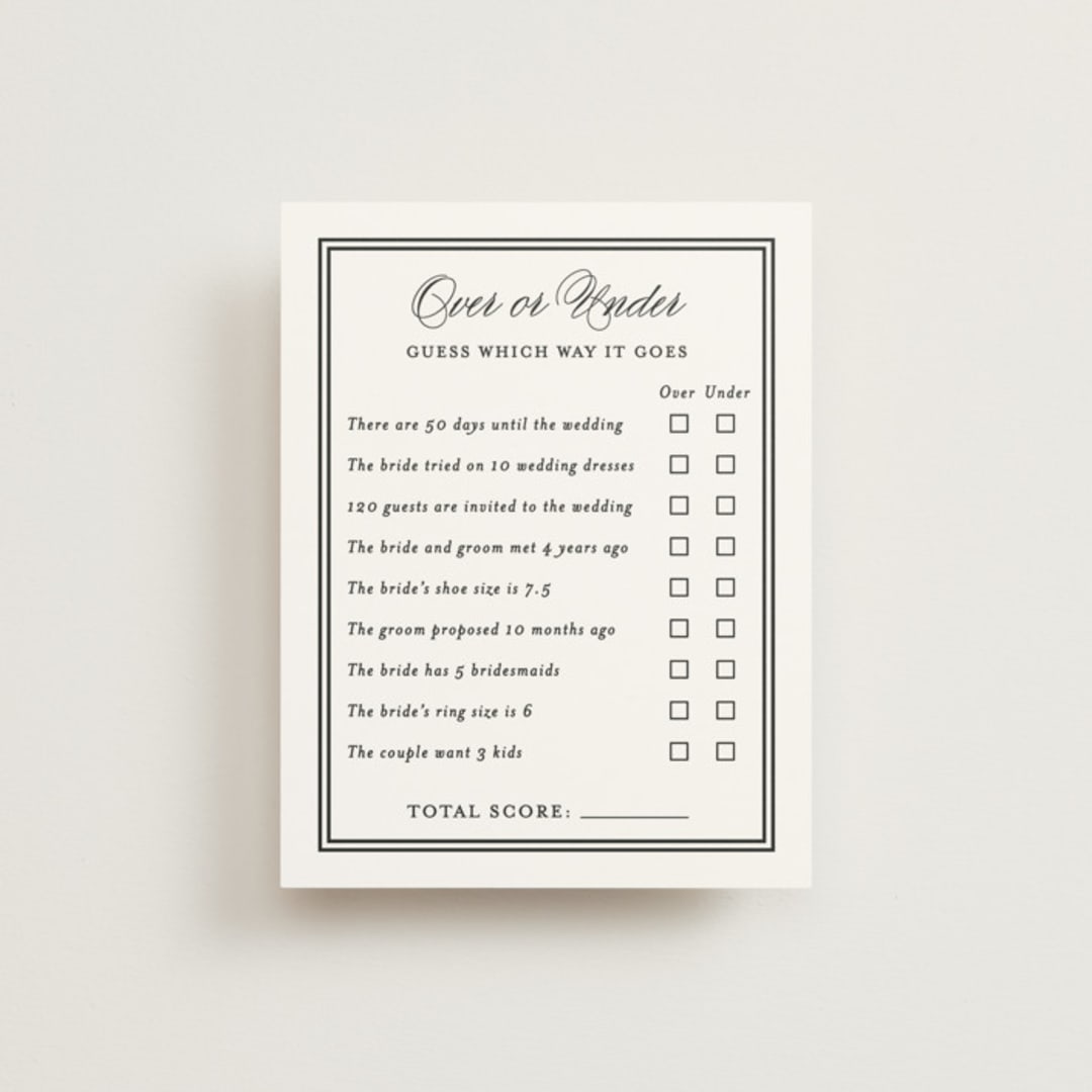 "Timeless Together" - Bridal Shower Insert Cards in Tuxedo by Carolyn MacLaren - Front