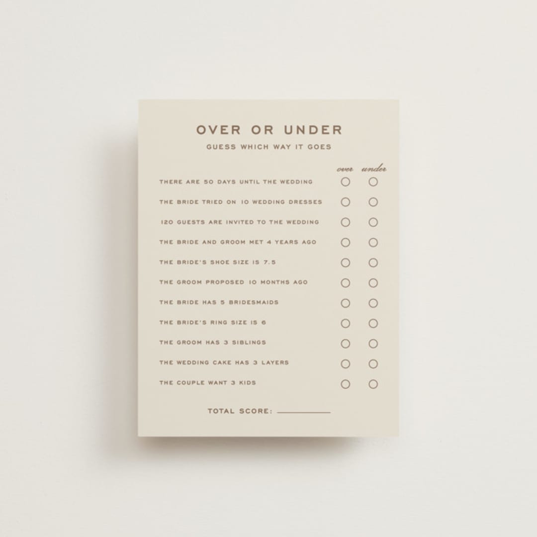 "Campania" - Bridal Shower Insert Cards in Cocoa by Megan Davis - Front