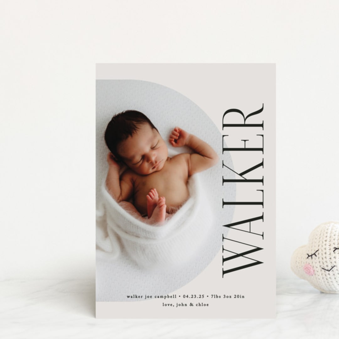 "Round" - Birth Announcements in Cream by Brianne Larsen - Front