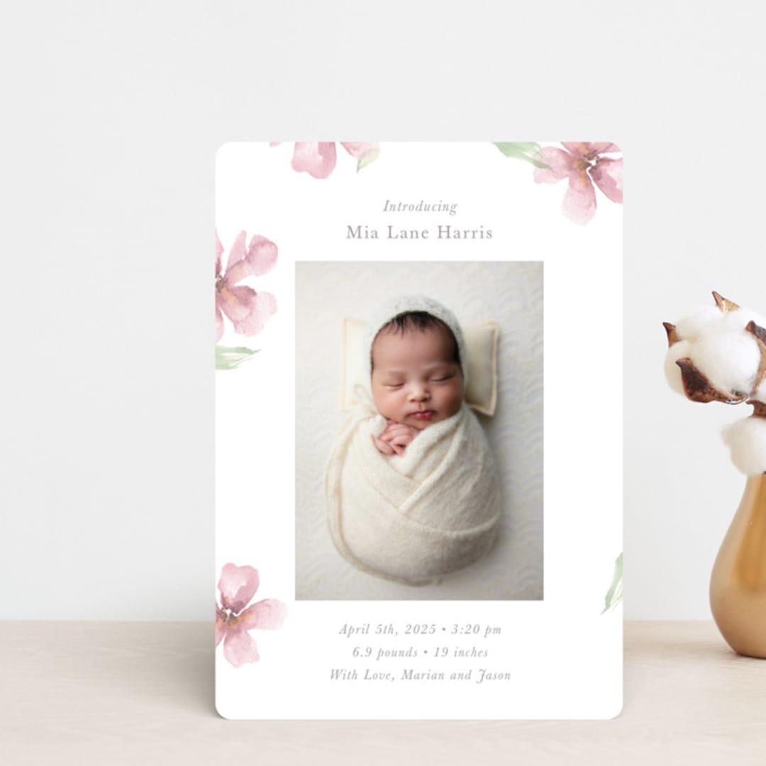 "Flower Petals" - Birth Announcements in Petals by Melinda Denison - Front