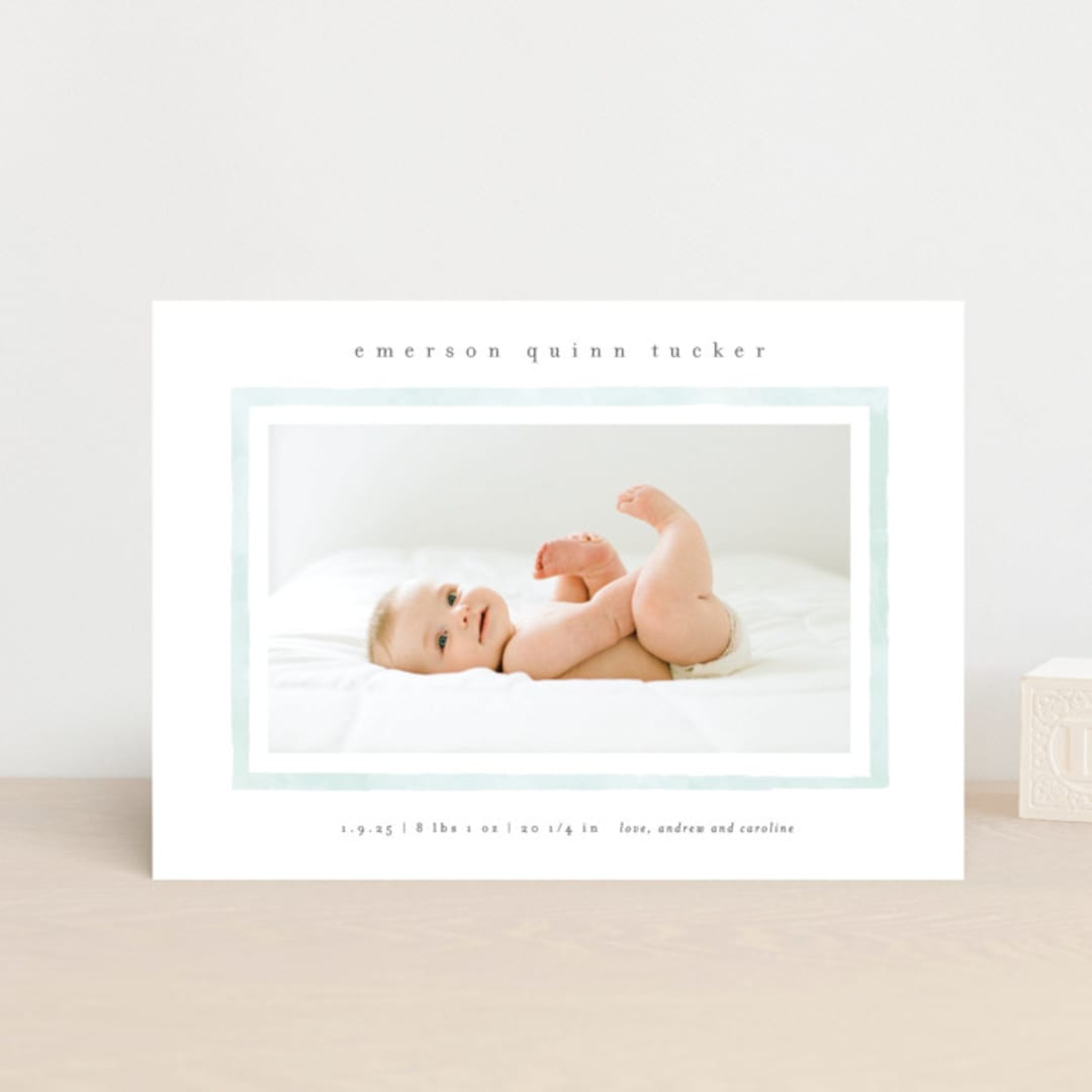 "Golightly" - Birth Announcements in Mint by Lauren Chism - Front