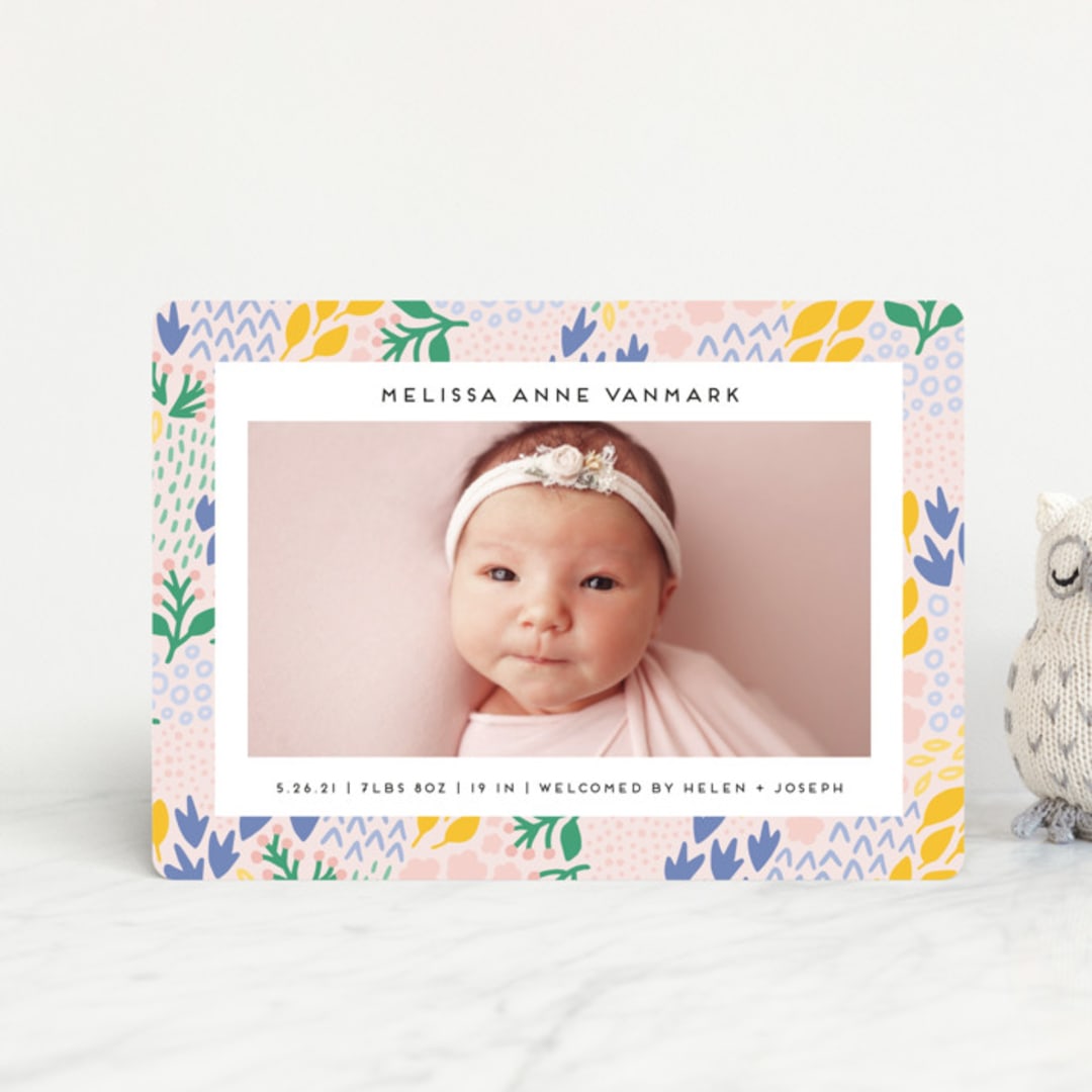 "Little Foliage" - Birth Announcements in Blush by Genna Blackburn - Front