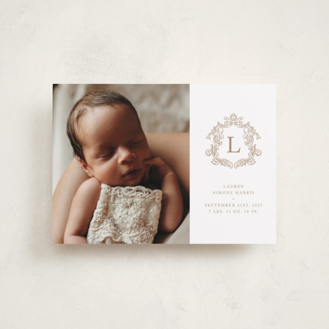 "Crested" - Birth Announcements in Fawn by mo kelley - Front