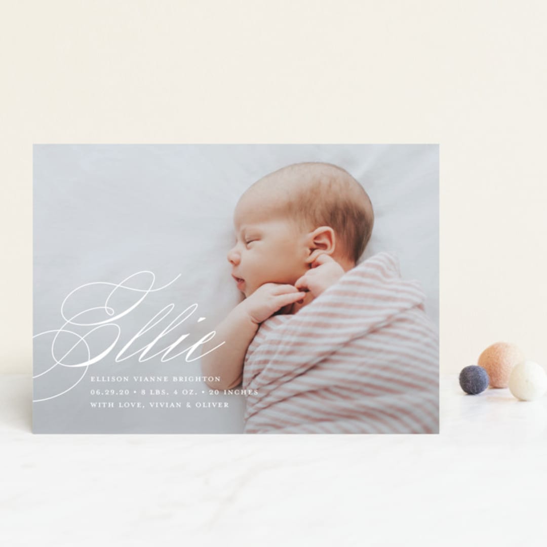 "Precious Script" - Birth Announcements in Sugar by Jessica Williams - Front