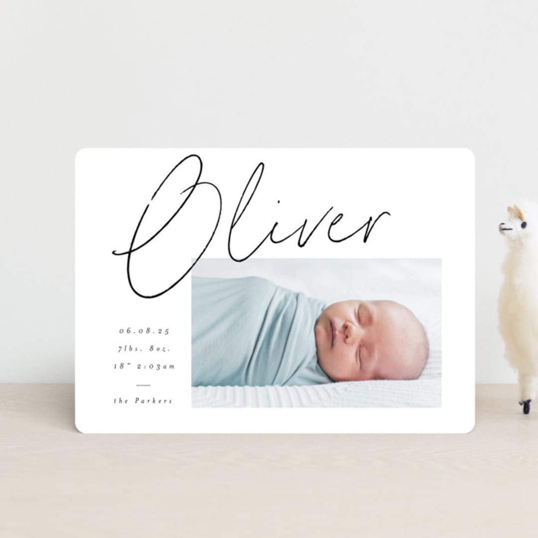 "Simply" - Birth Announcements in Noir by AK Graphics - Front