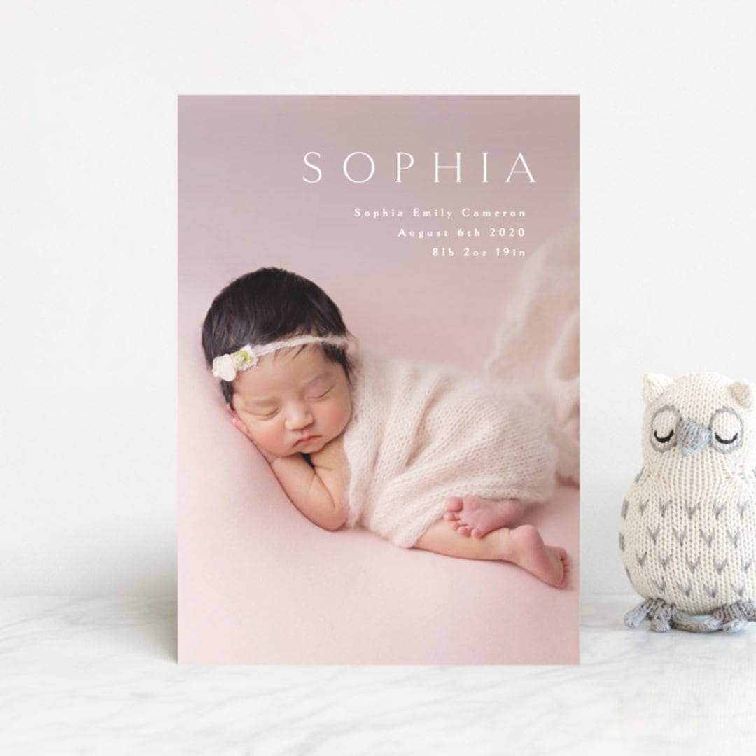 "Angel" - Birth Announcements in White by Phrosné Barwood - Front