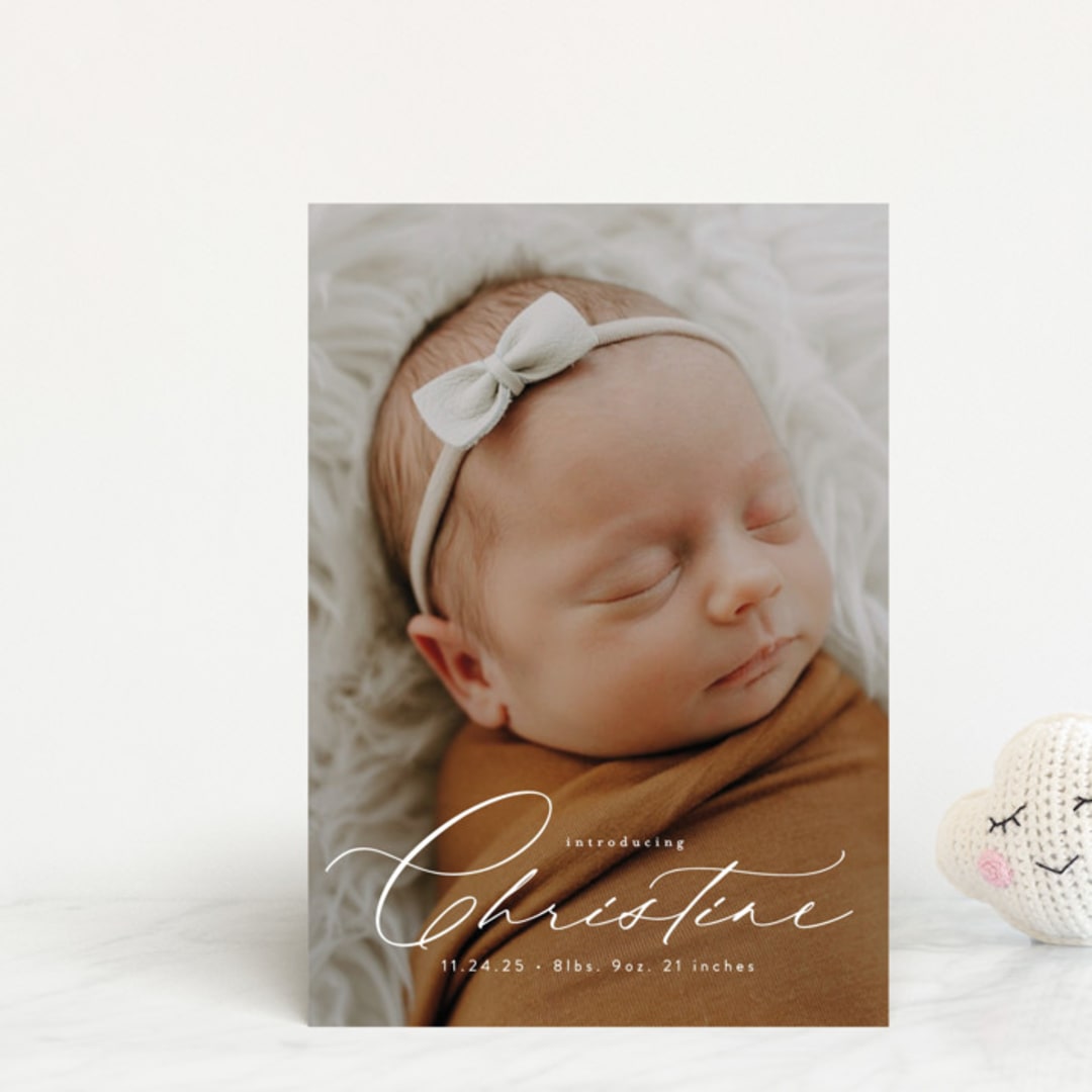 "Sweeping Name" - Birth Announcements in Cloud by Alethea and Ruth - Front