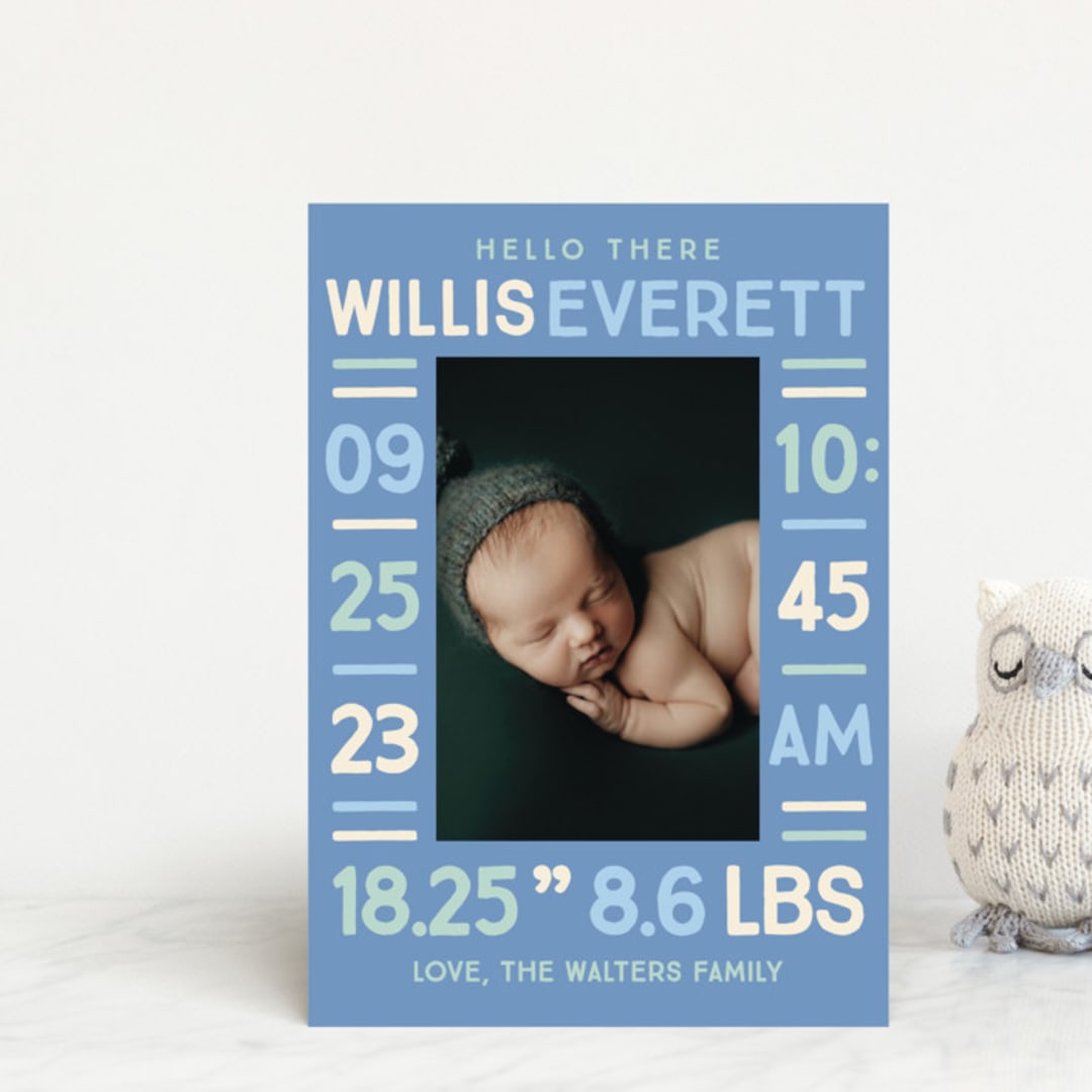 "Colorful Stats" - Birth Announcements in Aqua by Baumbirdy - Front