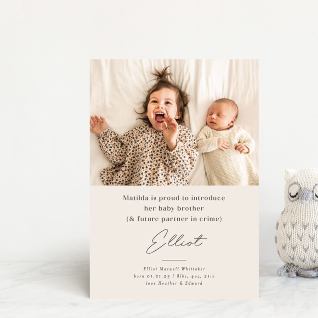 "Siblings" - Birth Announcements in Bamboo by Corinne Malesic - Front