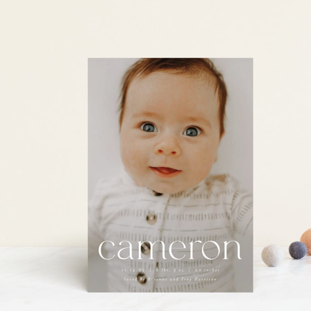 "Classy Name" - Birth Announcements in Cloud by Ekko Studio - Front
