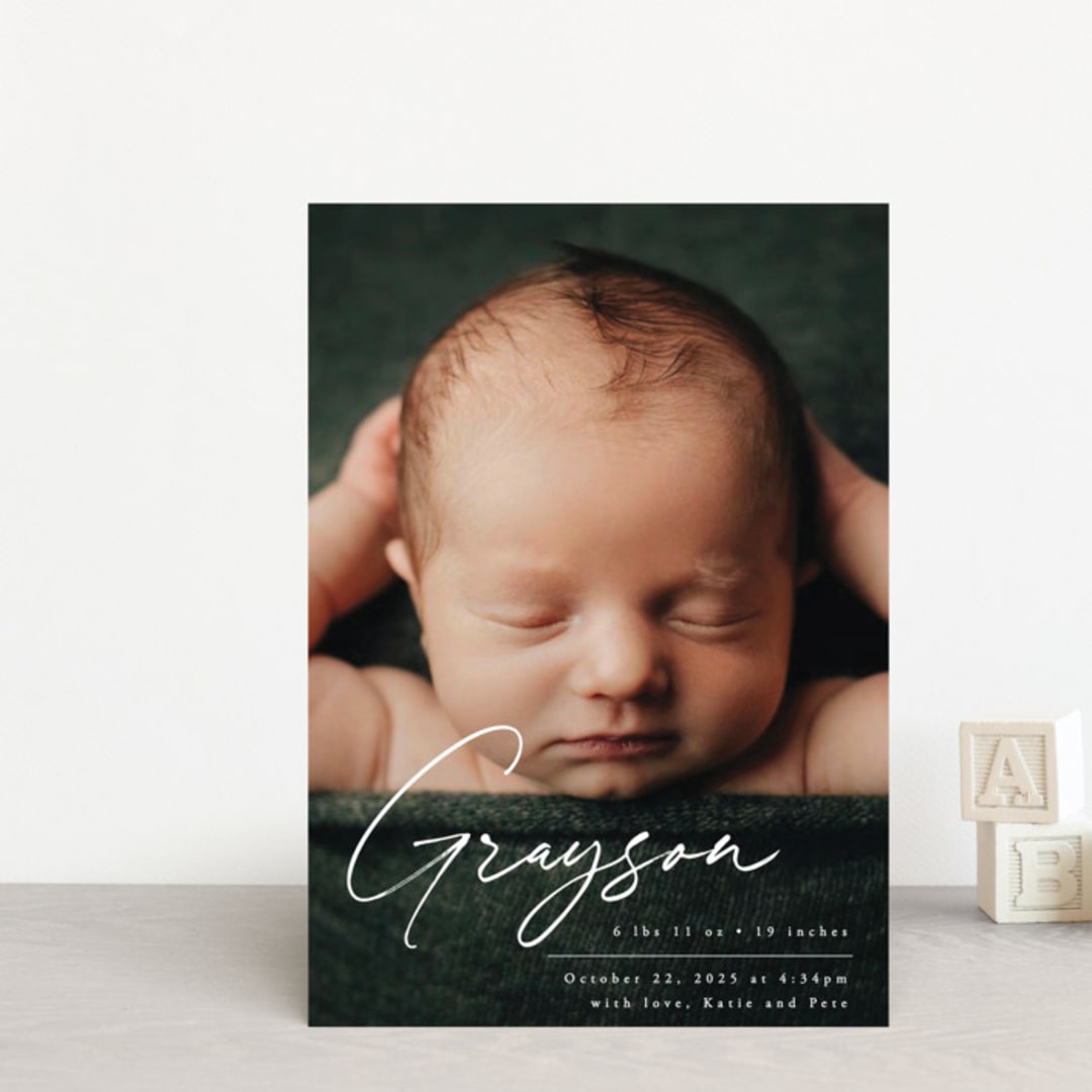 "Linear" - Birth Announcements in Frost by Everett Paper Goods - Front