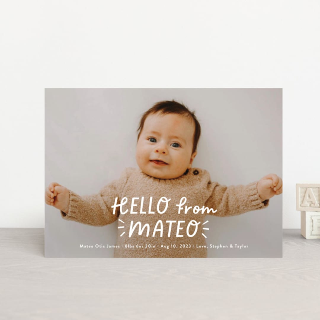 "Fun Hello" - Birth Announcements in Cloud by Jackie Crawford - Front