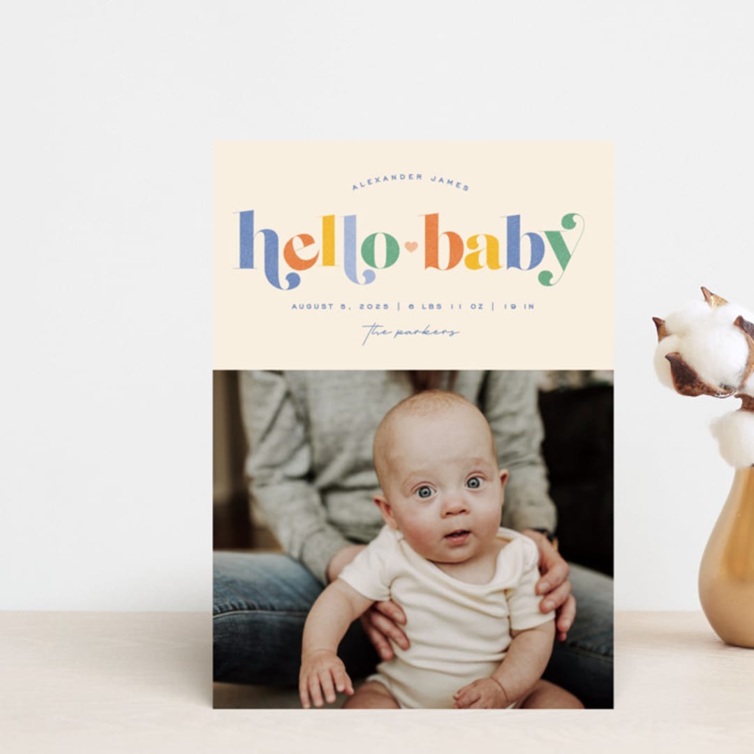 "Hello Sweet baby" - Birth Announcements in Bluebird by Jessica Corliss - Front
