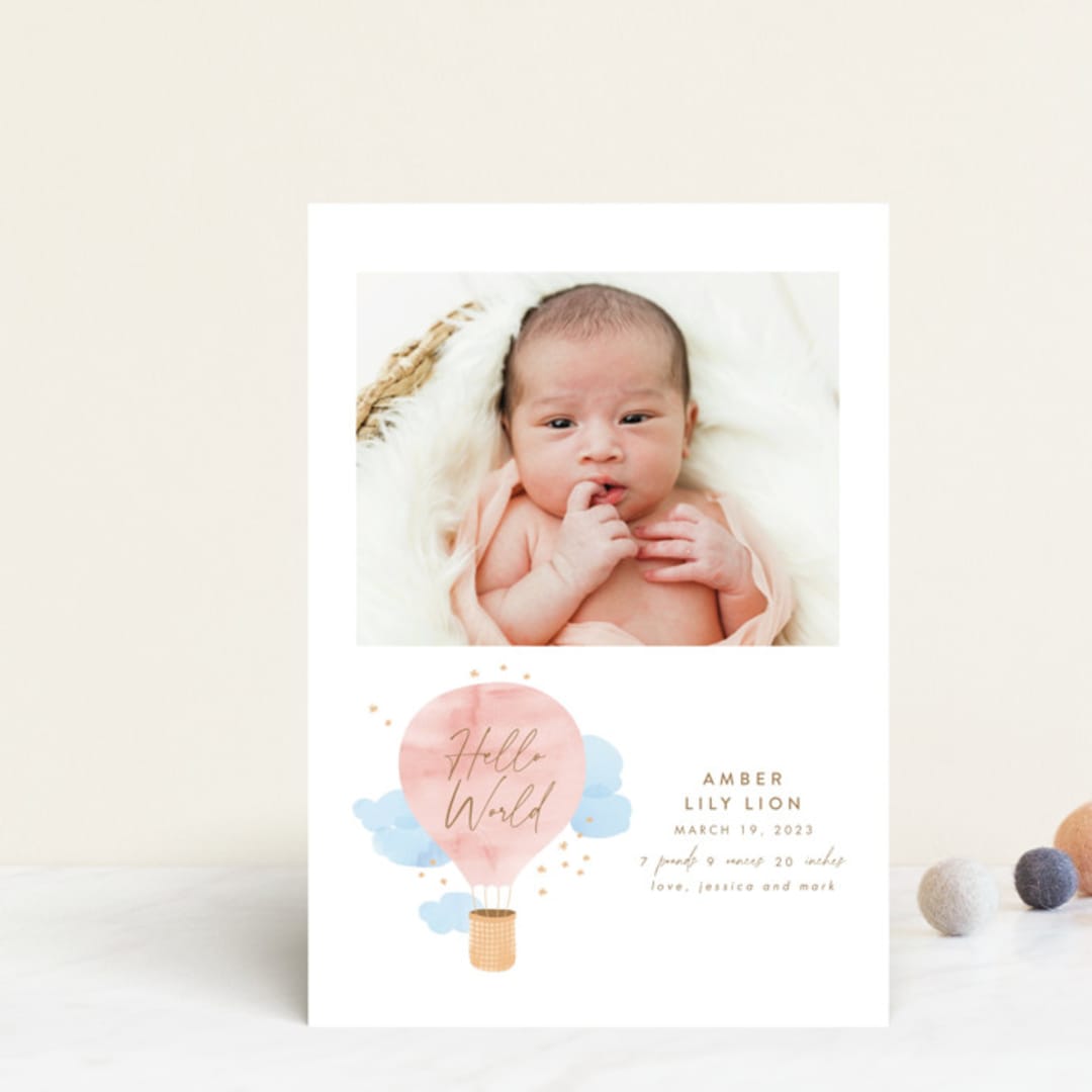 "Baby World" - Birth Announcements in Blush by Kanika Mathur - Front