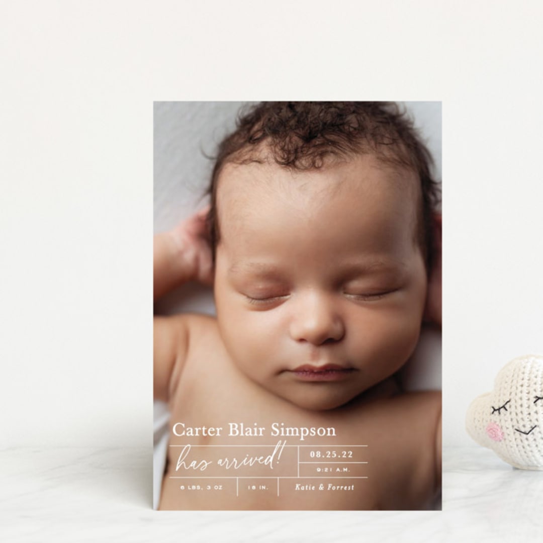"certified cute" - Birth Announcements in Snow by Sara Hicks Malone - Front