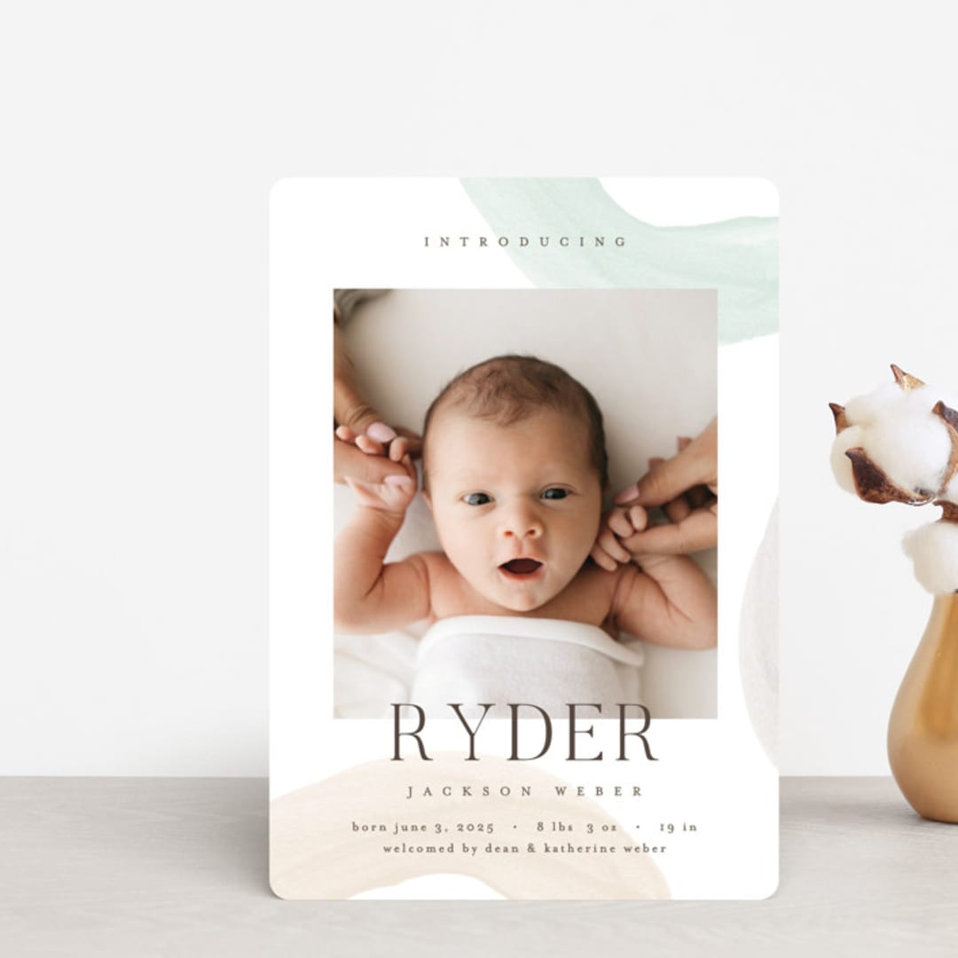 "Shapes and Colors" - Birth Announcements in Wanderlust by Pixel and Hank - Front