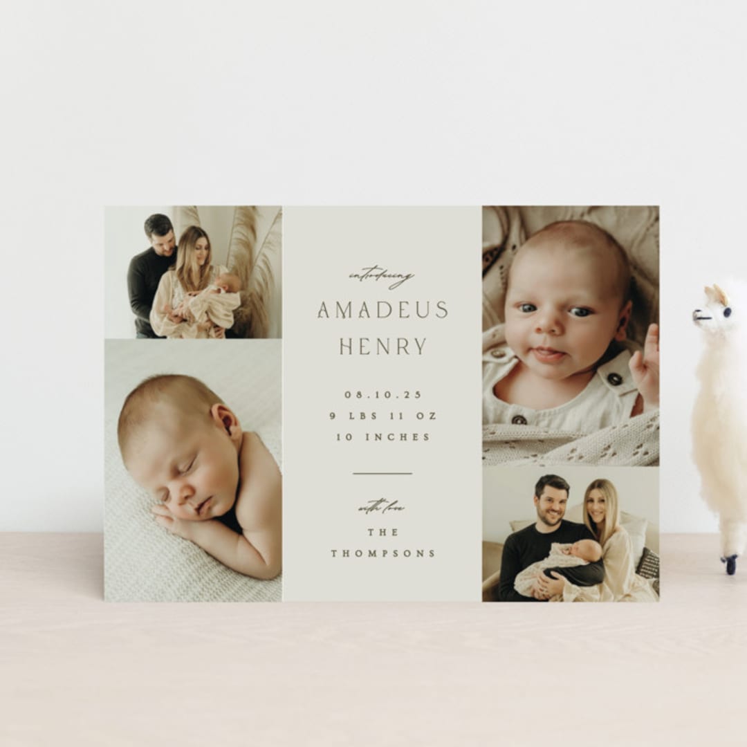 "Photo Stack" - Birth Announcements in Boho Neutral by Ana Sharpe - Front