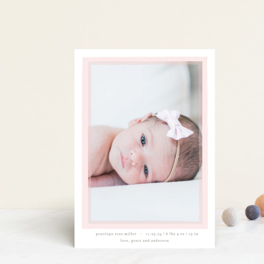 "Cotton Candy" - Birth Announcements in Blush by Lauren Chism - Front