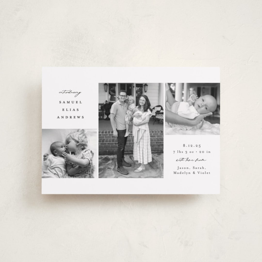 "three" - Birth Announcements in Noir by Emily Betts - Front